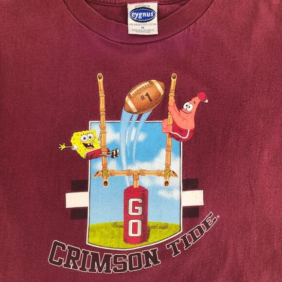 Alabama Crimson Tide Spongebob Square Pants Y2K vintage tshirt - Picture 2 of 4